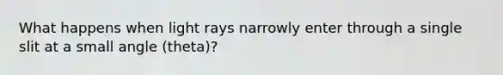 What happens when light rays narrowly enter through a single slit at a small angle (theta)?