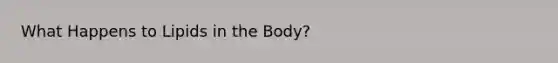 What Happens to Lipids in the Body?