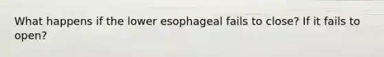 What happens if the lower esophageal fails to close? If it fails to open?