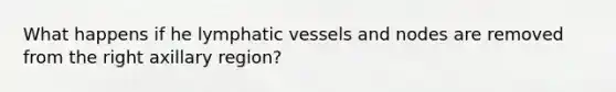 What happens if he <a href='https://www.questionai.com/knowledge/ki6sUebkzn-lymphatic-vessels' class='anchor-knowledge'>lymphatic vessels</a> and nodes are removed from the right axillary region?