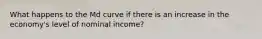 What happens to the Md curve if there is an increase in the economy's level of nominal income?