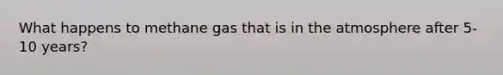 What happens to methane gas that is in the atmosphere after 5-10 years?