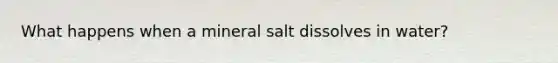 What happens when a mineral salt dissolves in water?