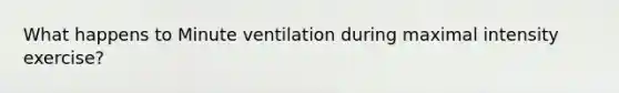 What happens to Minute ventilation during maximal intensity exercise?