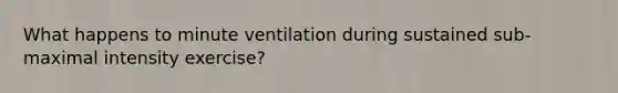 What happens to minute ventilation during sustained sub-maximal intensity exercise?