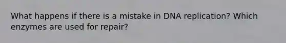 What happens if there is a mistake in DNA replication? Which enzymes are used for repair?