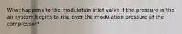 What happens to the modulation inlet valve if the pressure in the air system begins to rise over the modulation pressure of the compressor?