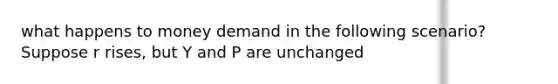 what happens to money demand in the following scenario? Suppose r rises, but Y and P are unchanged