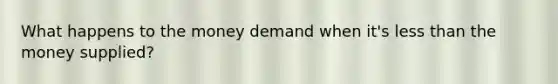 What happens to the money demand when it's less than the money supplied?