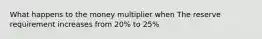 What happens to the money multiplier when The reserve requirement increases from 20% to 25%