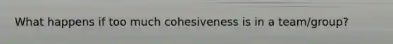 What happens if too much cohesiveness is in a team/group?