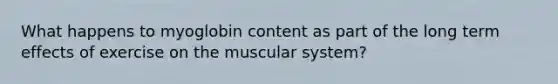 What happens to myoglobin content as part of the long term effects of exercise on the muscular system?