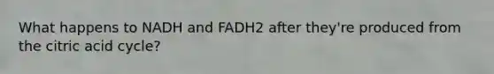 What happens to NADH and FADH2 after they're produced from the citric acid cycle?