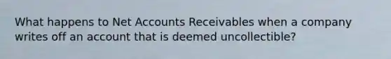 What happens to Net Accounts Receivables when a company writes off an account that is deemed uncollectible?