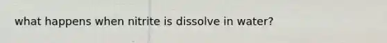 what happens when nitrite is dissolve in water?