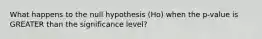 What happens to the null hypothesis (Ho) when the p-value is GREATER than the significance level?