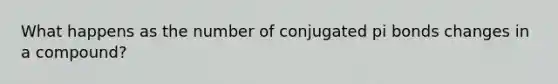 What happens as the number of conjugated pi bonds changes in a compound?