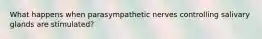 What happens when parasympathetic nerves controlling salivary glands are stimulated?