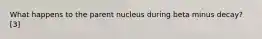 What happens to the parent nucleus during beta minus decay? [3]