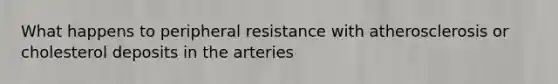 What happens to peripheral resistance with atherosclerosis or cholesterol deposits in the arteries