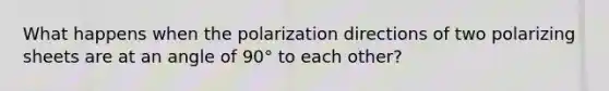 What happens when the polarization directions of two polarizing sheets are at an angle of 90° to each other?