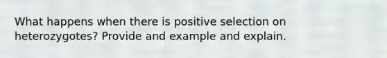 What happens when there is positive selection on heterozygotes? Provide and example and explain.