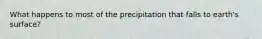 What happens to most of the precipitation that falls to earth's surface?