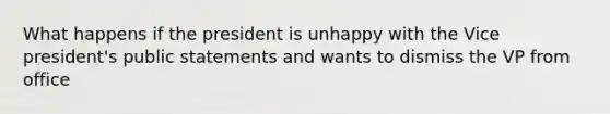 What happens if the president is unhappy with the Vice president's public statements and wants to dismiss the VP from office