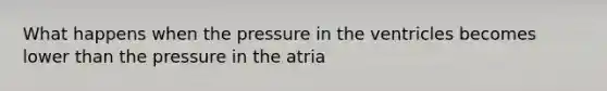 What happens when the pressure in the ventricles becomes lower than the pressure in the atria