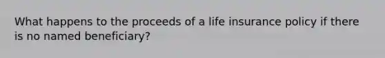 What happens to the proceeds of a life insurance policy if there is no named beneficiary?