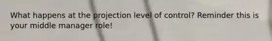 What happens at the projection level of control? Reminder this is your middle manager role!