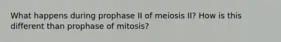 What happens during prophase II of meiosis II? How is this different than prophase of mitosis?