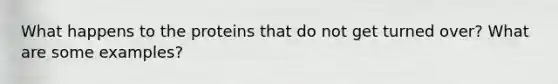 What happens to the proteins that do not get turned over? What are some examples?