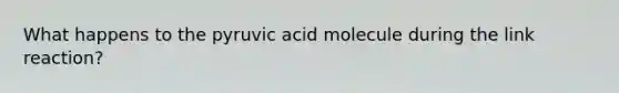 What happens to the pyruvic acid molecule during the link reaction?