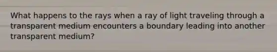 What happens to the rays when a ray of light traveling through a transparent medium encounters a boundary leading into another transparent medium?