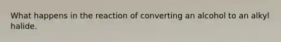 What happens in the reaction of converting an alcohol to an alkyl halide.