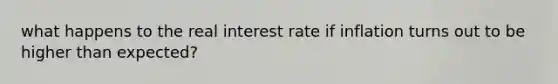 what happens to the real interest rate if inflation turns out to be higher than expected?