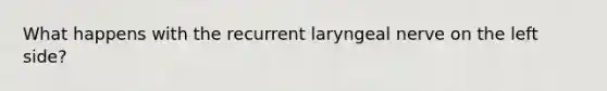 What happens with the recurrent laryngeal nerve on the left side?