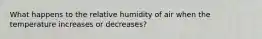 What happens to the relative humidity of air when the temperature increases or decreases?