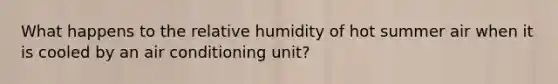 What happens to the relative humidity of hot summer air when it is cooled by an air conditioning unit?