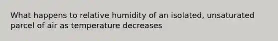 What happens to relative humidity of an isolated, unsaturated parcel of air as temperature decreases