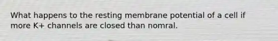 What happens to the resting membrane potential of a cell if more K+ channels are closed than nomral.