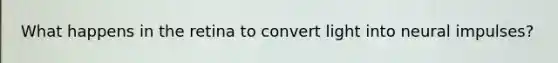 What happens in the retina to convert light into neural impulses?