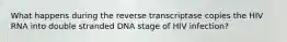 What happens during the reverse transcriptase copies the HIV RNA into double stranded DNA stage of HIV infection?