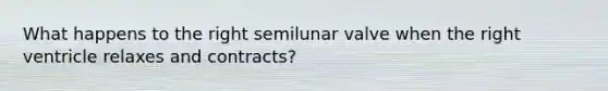 What happens to the right semilunar valve when the right ventricle relaxes and contracts?