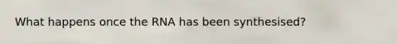 What happens once the RNA has been synthesised?