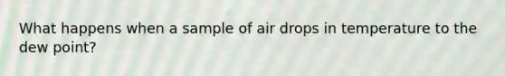 What happens when a sample of air drops in temperature to the dew point?