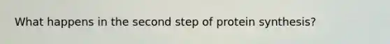 What happens in the second step of protein synthesis?