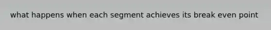 what happens when each segment achieves its break even point