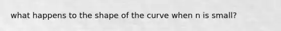 what happens to the shape of the curve when n is small?